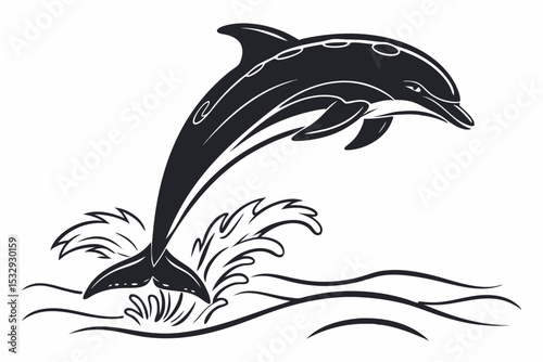 dolphin sihouette black vector