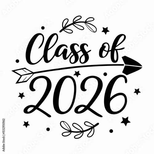 Class of 2026 graduation design arrow stars