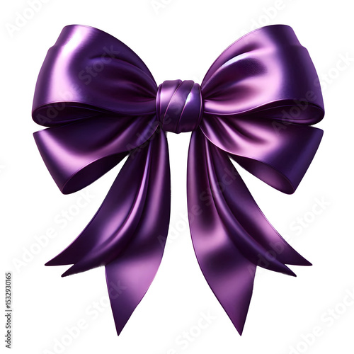 Luxurious Purple Bow Festive Decorative Element Isolated On Transparent Background