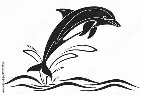 dolphin sihouette black vector
