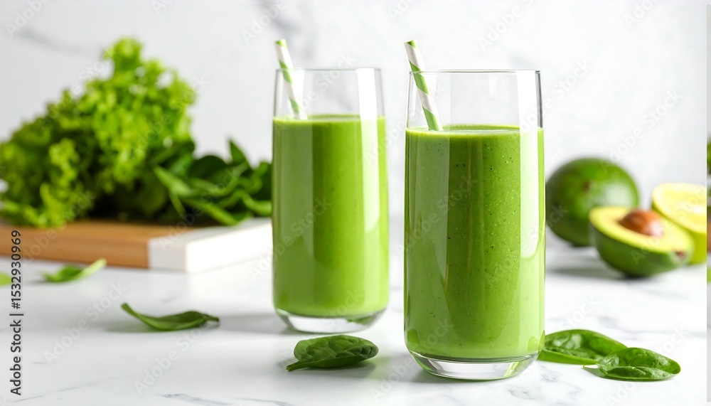 Fototapeta premium Green smoothie in glasses