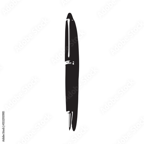 Black and white silhouette of a classic fountain pen