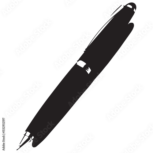 Black and white silhouette of a modern pen