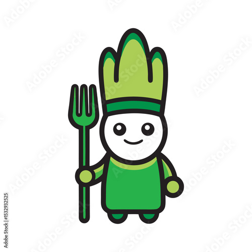Asparagus Chef Mascot Character Cartoon Design