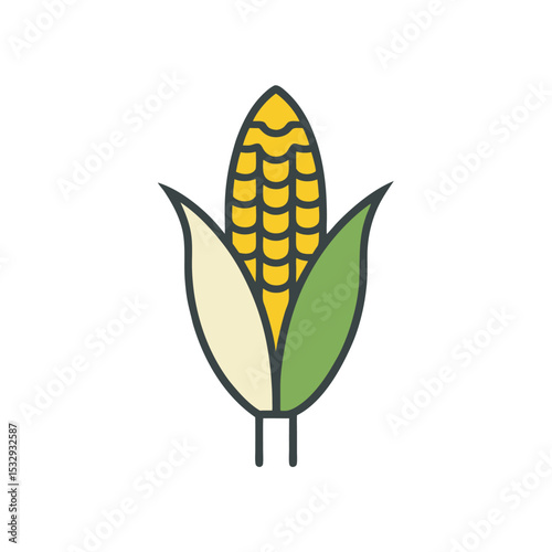 Corn Icon Set Monoline Vector Collection