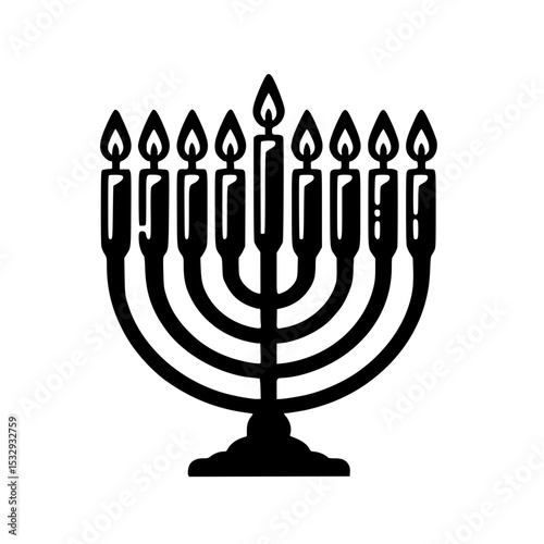 Menorah with candles black SVG