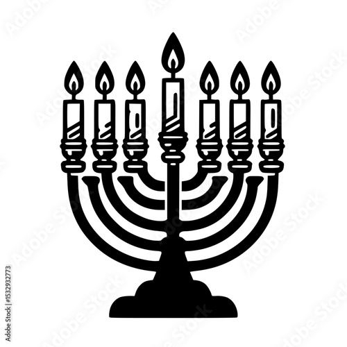 Menorah with candles black SVG