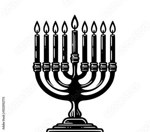 Menorah with candles black SVG