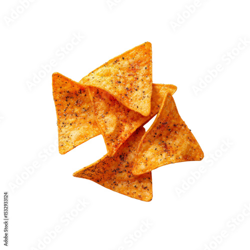 Spicy Tortilla Chips, Close-up Studio Shot of Crunchy Nachos