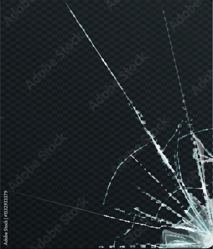 hole broken glass on transparent background