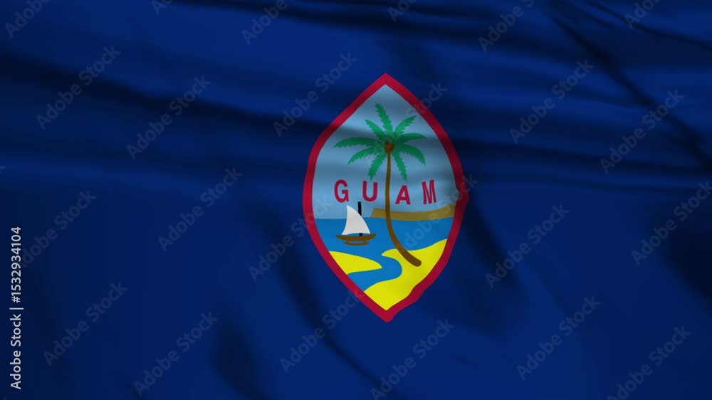 Guam Flag, Guam Flag Flying Animation Effects 