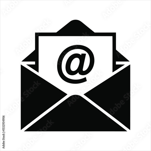 Mail icon. Envelope with email symbol. Vector illustration.