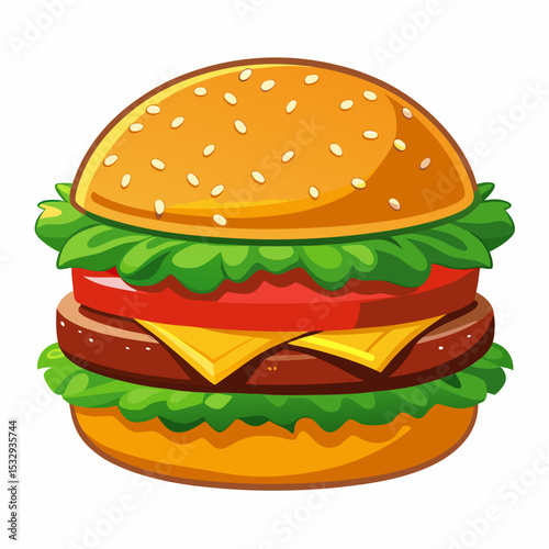 Delicious Double Cheeseburger with Lettuce and Tomato