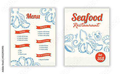 Menu showcasing seafood options at a coastal restaurant