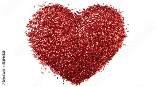 Radiant Red Heart Glitter Sparkling on Pristine White Surface for Makeup Inspiration