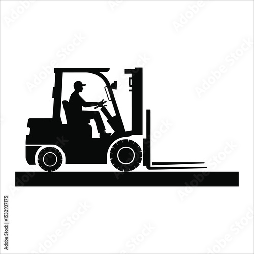 Forklift truck icon on white background. Vector Illustration.