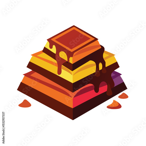 Layered Chocolate Pyramid Brown Orange Yellow Red layers