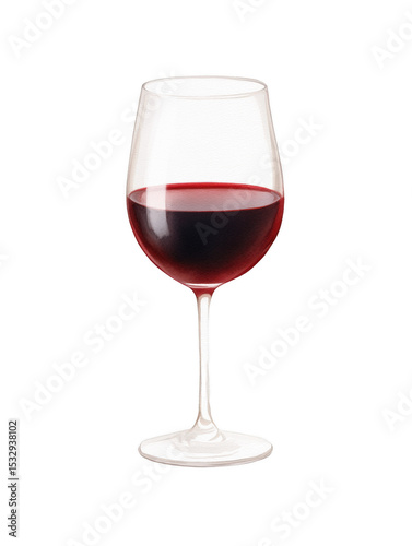 Elegant glass of red wine against a white background, perfect for wine tasting themes.