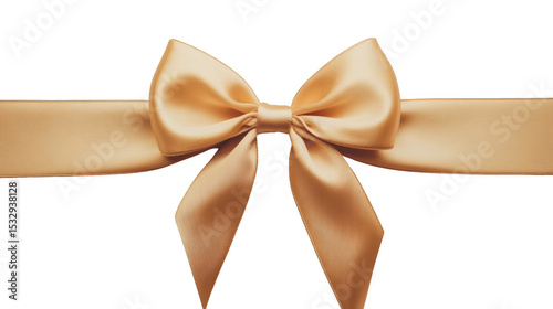 Elegant gold ribbon bow on a clean background, perfect for celebrations or gift packaging visuals.