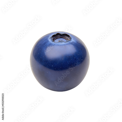 Fresh ripe blueberry isolated on white background, showcasing its rich blue color and smooth texture.