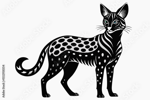Принти на полотні serval sihouette black vector
