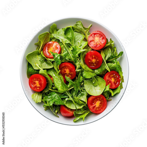 Fresh salad bowl with green leaves and cherry tomatoes, perfect for a healthy meal option.