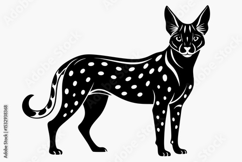Принти на полотні serval sihouette black vector