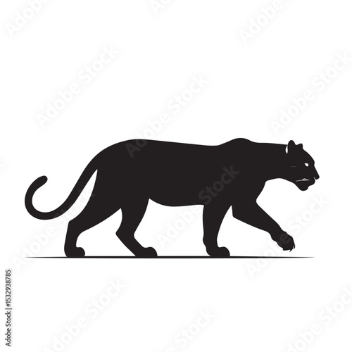 Black panther silhouette walking side profile