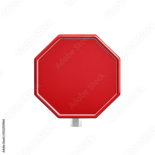 Red octagonal traffic stop sign isolated on white background, symbol of road safety and regulation.