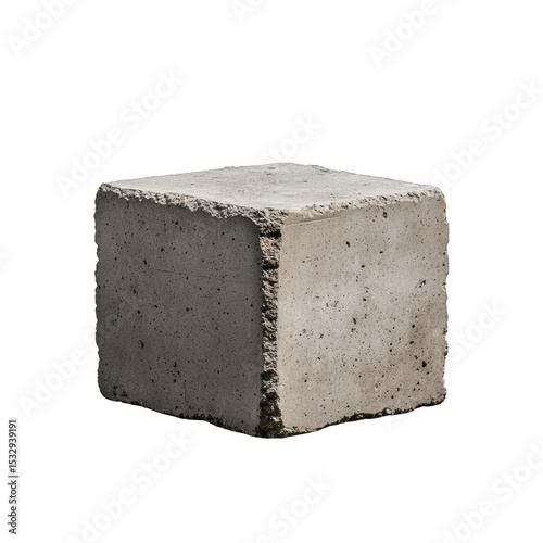 Rough-textured concrete cube, isolated on black.  Perfect for construction or architectural visuals.