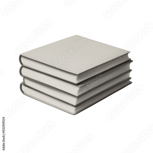 Stack of blank books isolated on white background. Perfect for publishing, design, and branding projects.