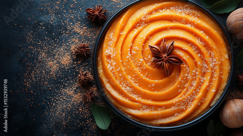 Spiced Sweet Potato Mash in Bowl on Dark Background