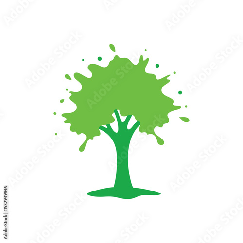 tree emerging from paint splash vector