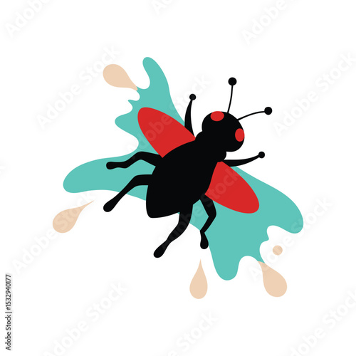 fly emerging from paint splash vector