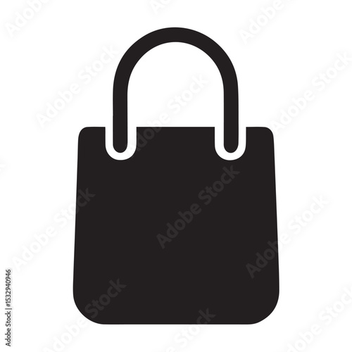 Simple black handbag icon shopping bag vector graphic