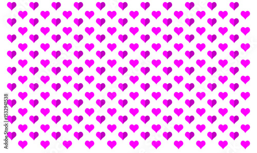 Seamless pattern with pink hearts on white background. Cute vector pattern