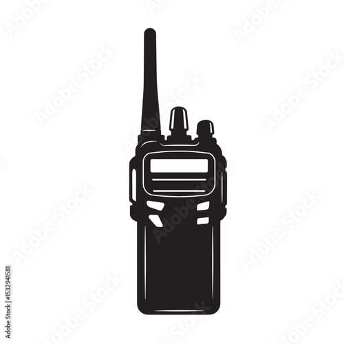 Silhouette illustration of a walkie talkie radio communication device isolated on a white background
