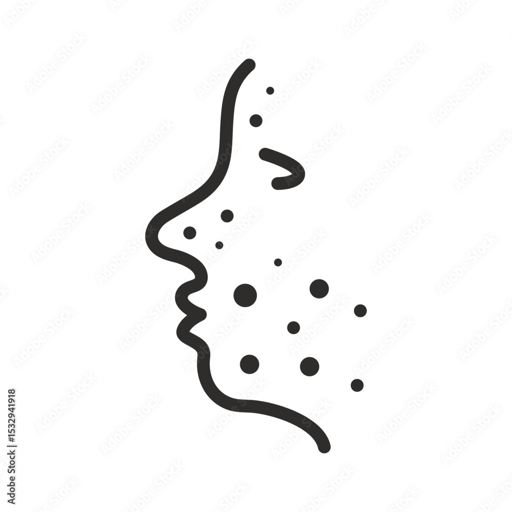 Obraz premium Acne icon. Problem skin face. Linear vector illustration. Pimples on face. Inflammation skin. Simple symbols.