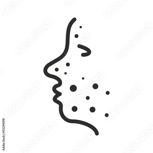 Acne icon. Problem skin face. Linear vector illustration. Pimples on face. Inflammation skin. Simple symbols.