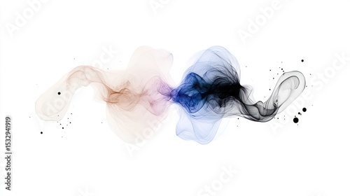 Mirrored Organic Ink Blot Composition with Blue and Brown Hues