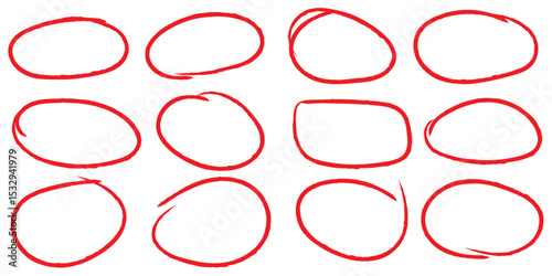 Hand drawn circle line sketch set. Vector circular scribble doodle round circles for message note mark design element. Pencil or pen graffiti bubble or ball draft illustration. EPS 10.