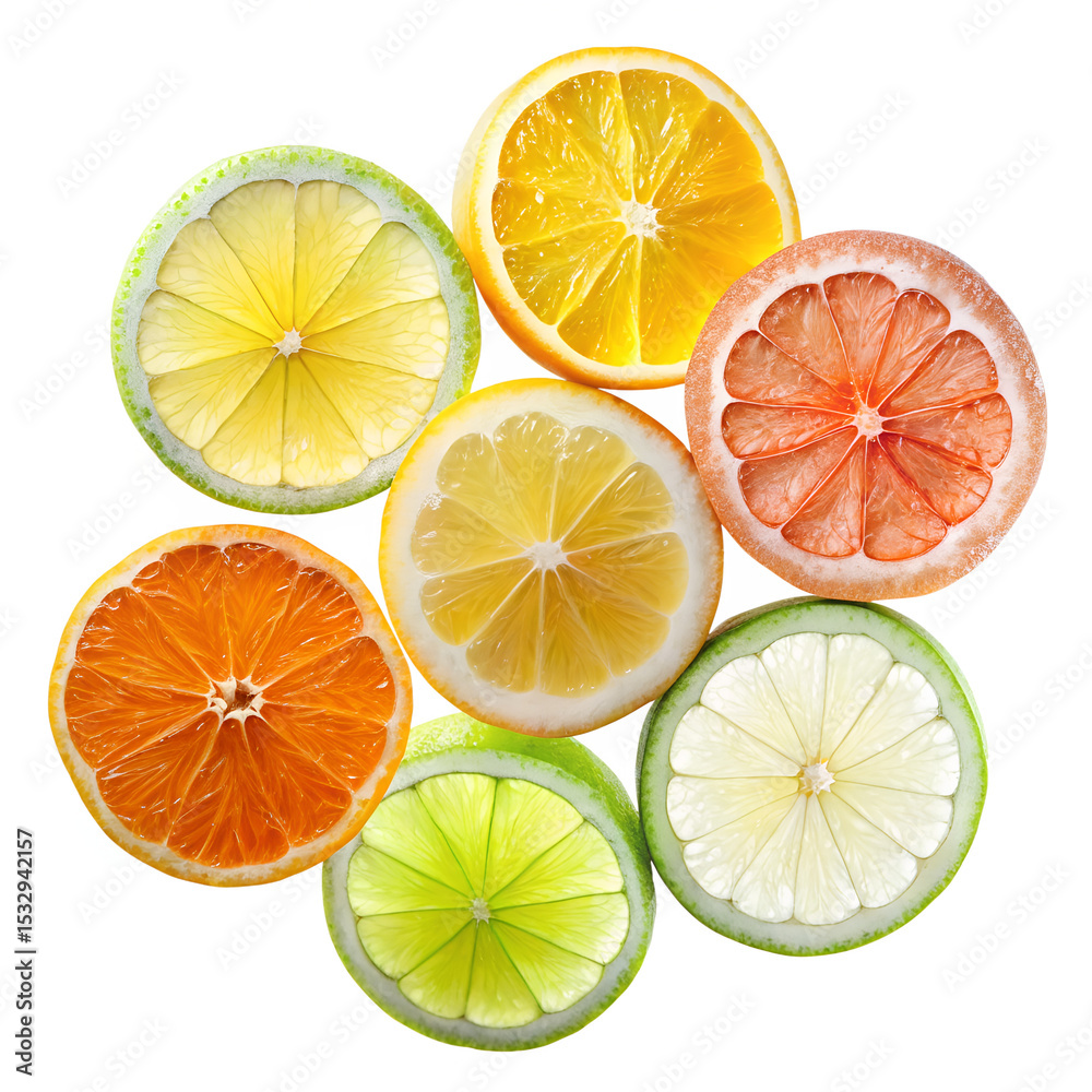 Obraz premium Citrus fruits slice isolated on transparent background 