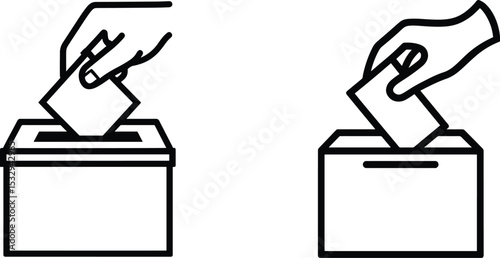 High quality photo of set of Hand voting ballot box icon, Election Vote concept.