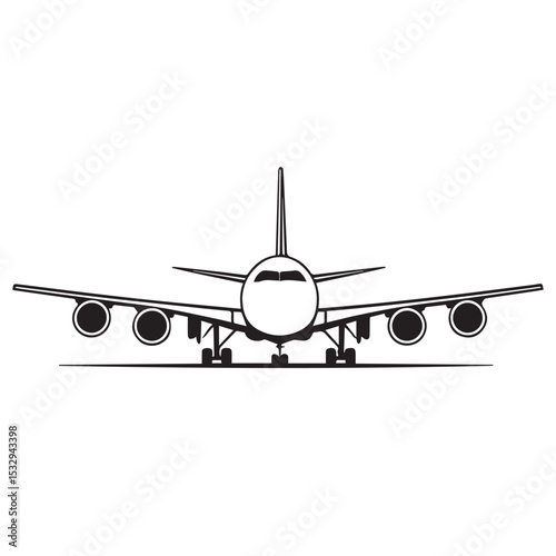 Front view of a commercial airplane icon