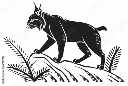 bobcat sihouette black vector