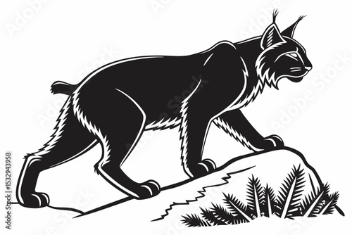 bobcat sihouette black vector