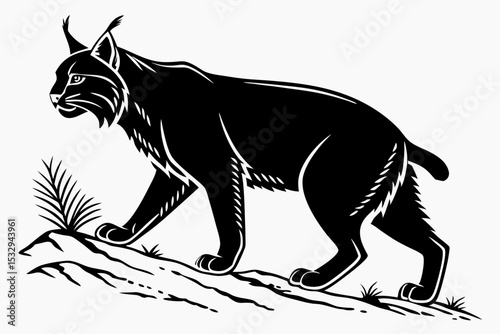 bobcat sihouette black vector