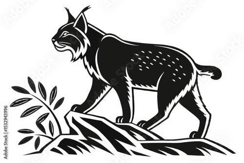 bobcat sihouette black vector