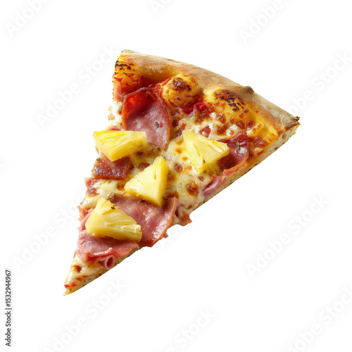 Delicious Slice of Hawaiian Pizza with Ham and Pineapple