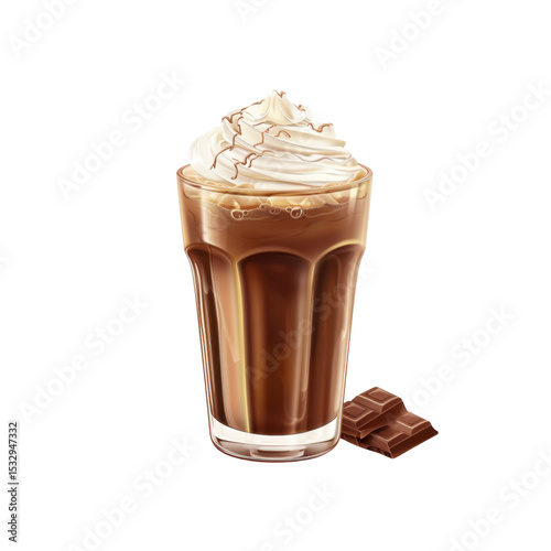 Indulgent Chocolate Drink with Whipped Cream and Chocolate Pieces
